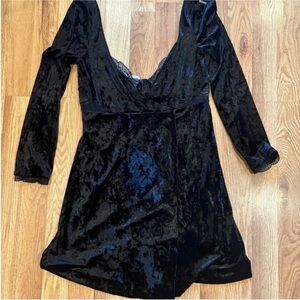 Free People Black velvet 90s mini Dress NWT